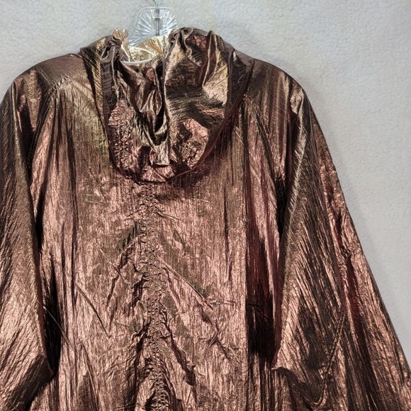BLANK NYC Reversible Copper Gold Hooded Metallic Good Vibrations Bomber Jacket - Picture 8 of 16